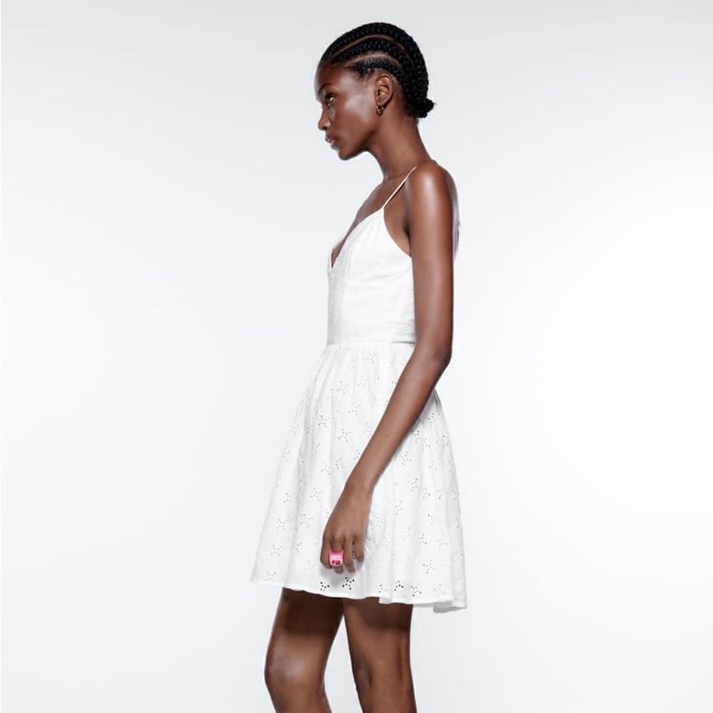 Zara White Openwork Dress New - Picture 6 of 11